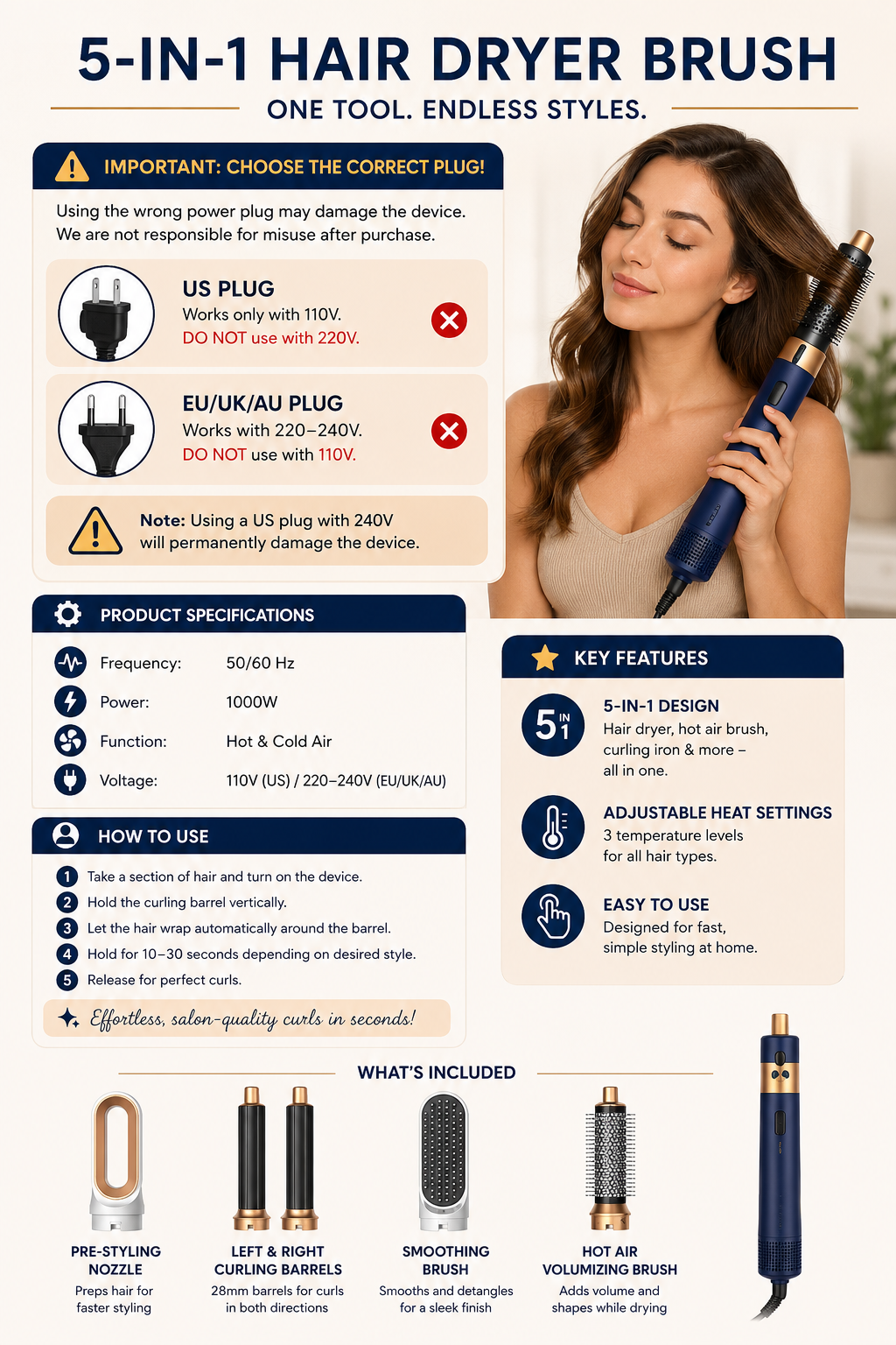 Perfect Hair in Minutes – 5-in-1 Styler